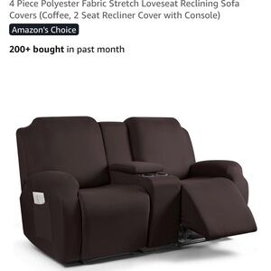 Polyester Fabric Stretch Loveseat Recliner Cover - Brown